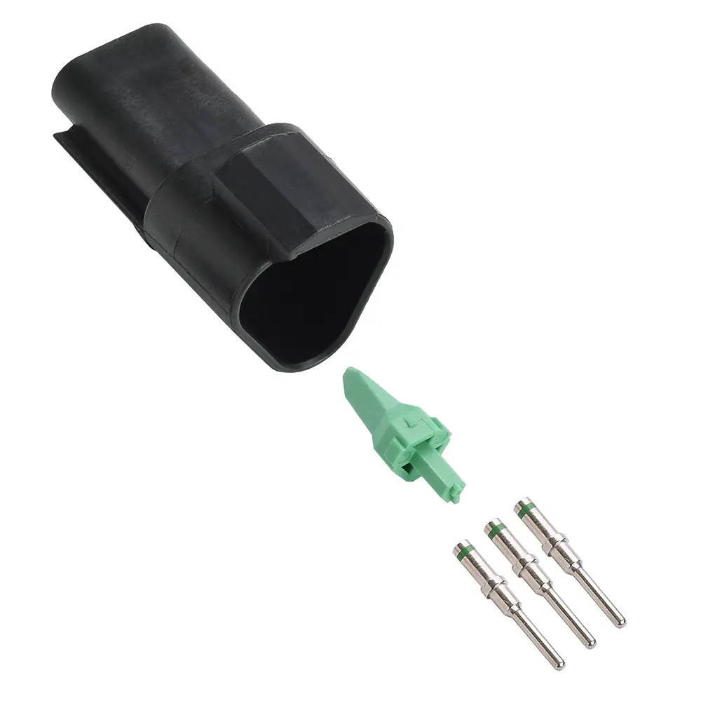 DT 3 Pin Receptacle Kit Solid 16-14 Black Recep