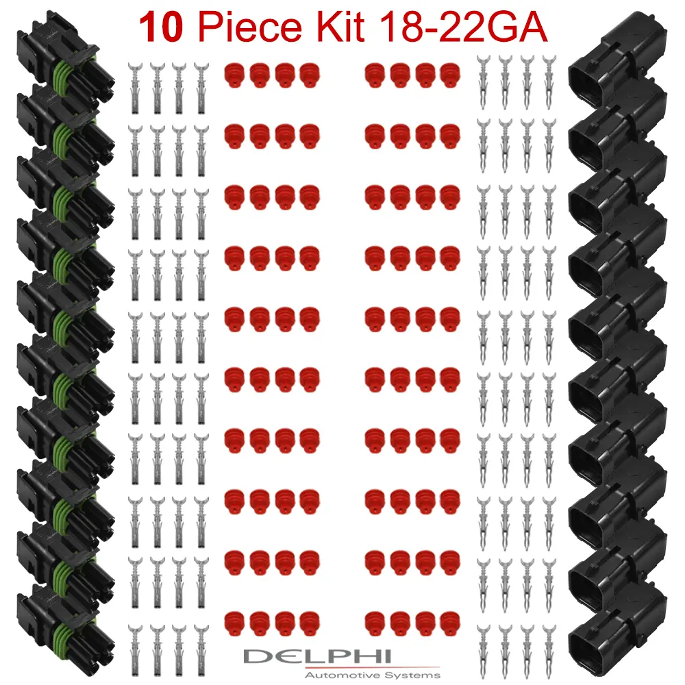 Weather-Pack 4 Way 18-22 Ga 10 PCKit-SQR - WP4-SQR-18-22-10PC