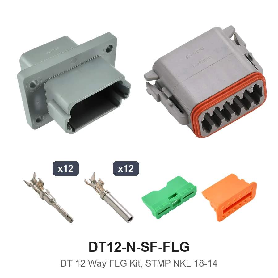 DT 12 Way Flanged Kit Stamped Nickel Recep - DT12-N-SF-FLG