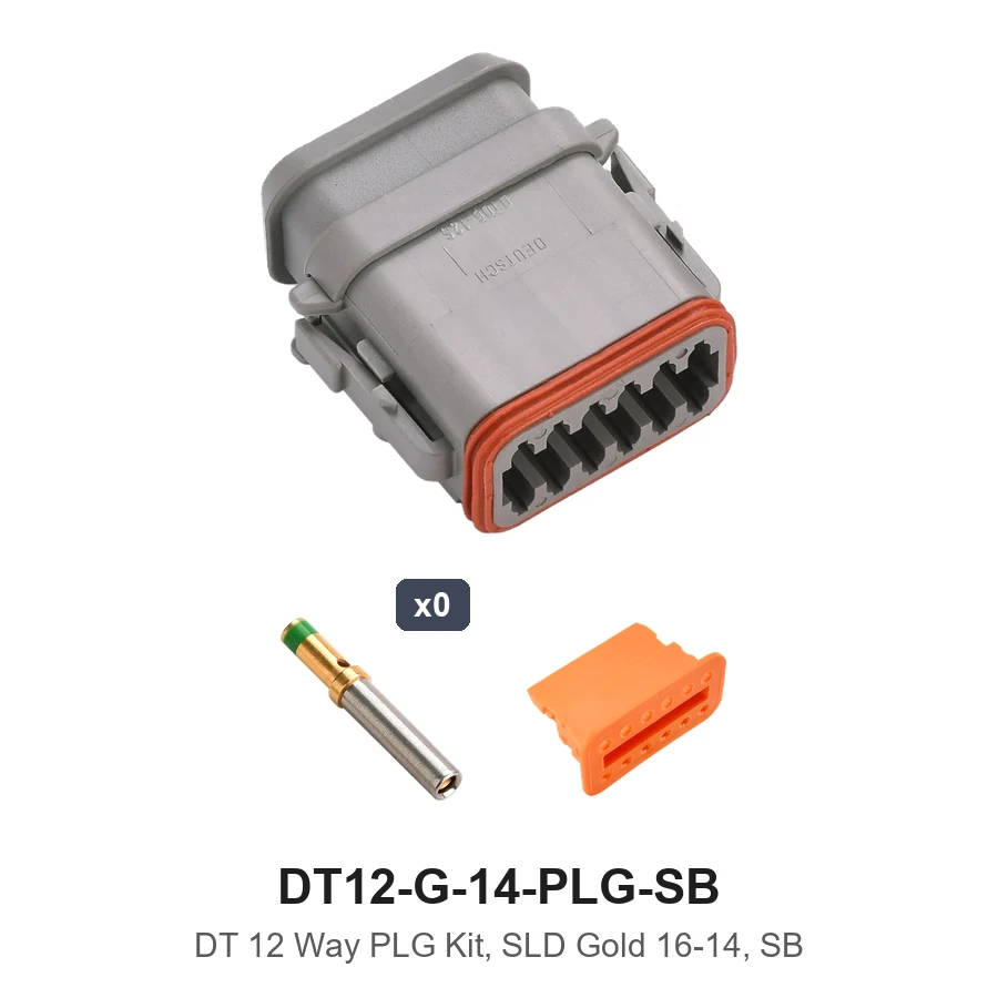 DT 12 Way Kit Solid Gold 16-14 Plug SB - DT12-G-14-PLG-SB