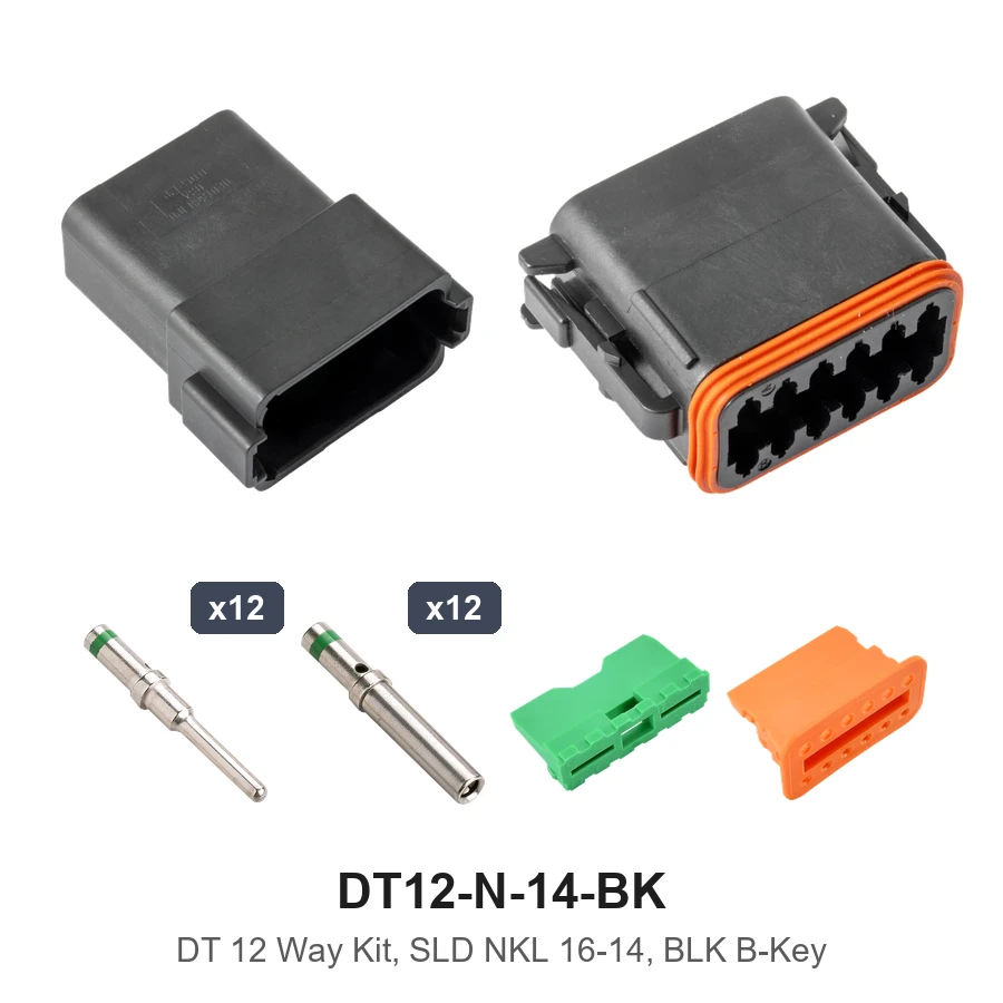 DT 12 Way Kit Solid Nickel 16-14 Black - DT12-N-14-BK