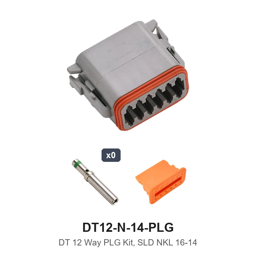 DT 12 Way Kit Solid Nickel 16-14 Plug - DT12-N-14-PLG