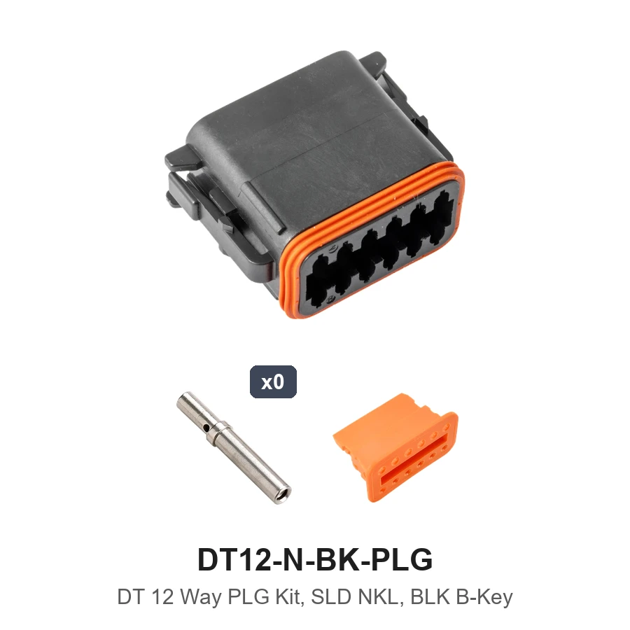 DT 12 Way Plug Kit Solid Nickel Black - DT12-N-BK-PLG