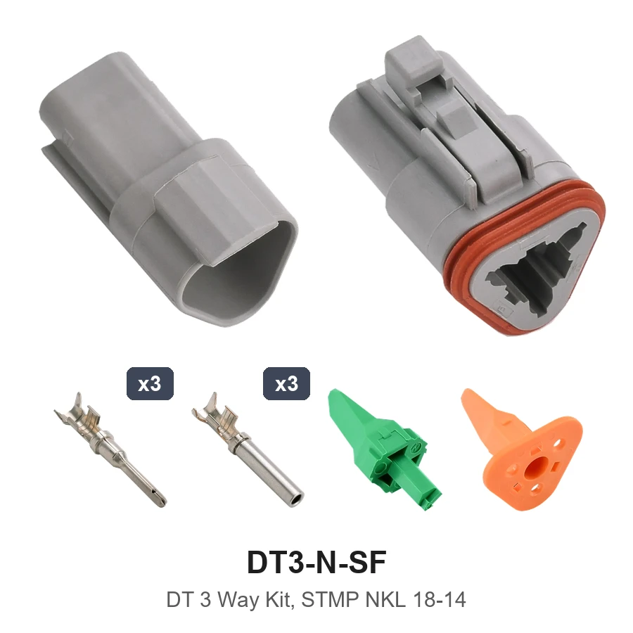 DT 3 Pin Conn Kit Stamped Nickel - DT3-N-SF