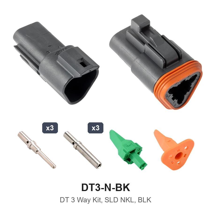 DT 3 Pin Connector Kit Solid Black - DT3-N-BK