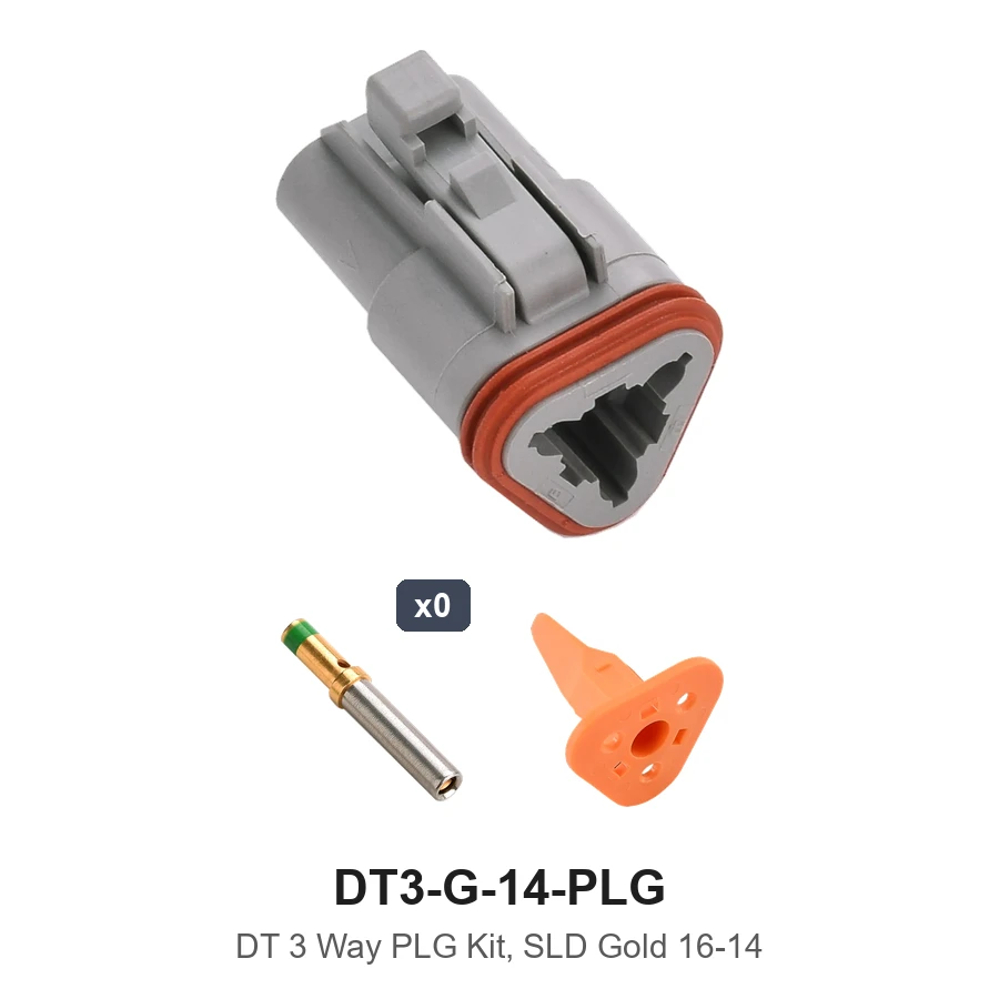 DT 3 Pin Plug Kit Solid Gold 16-14 - DT3-G-14-PLG