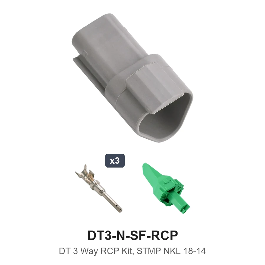 DT 3 Pin Receptacle Kit Stamped Nickel - DT3-N-SF-RCP