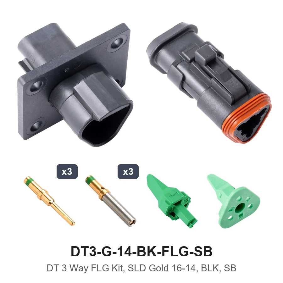 DT 3 Way FLG Kit, SLD Gold 16-14, BLK, SB - DT3-G-14-BK-FLG-SB
