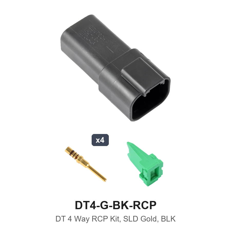 DT 4 Way Black Receptacle Kit Solid Gold - DT4-G-BK-RCP