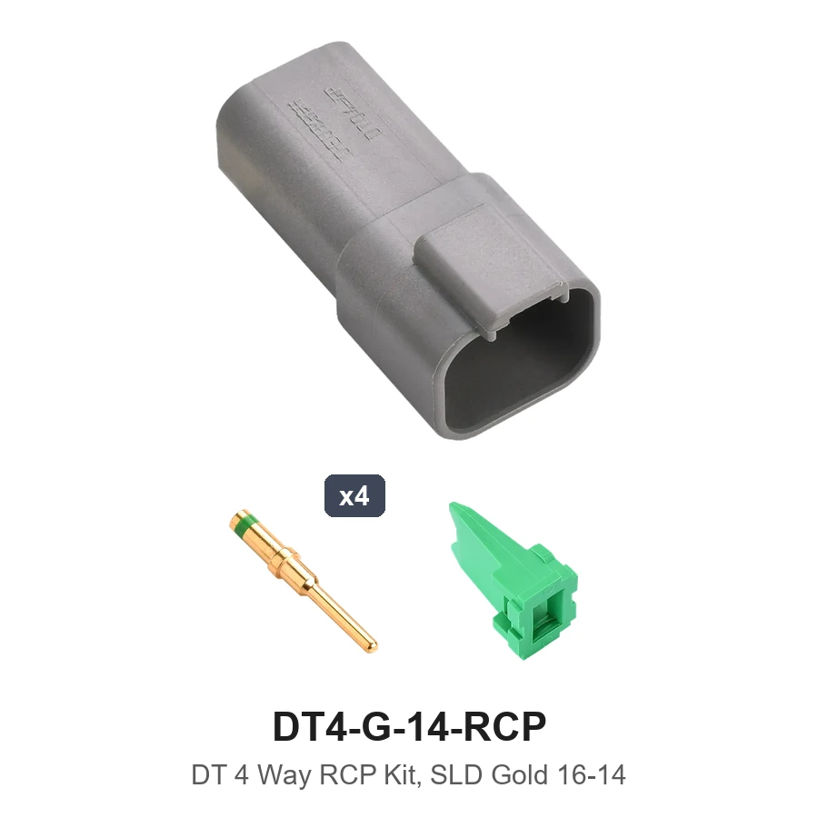 DT 4 Way Receptacle Kit Solid Gold 16-14 - DT4-G-14-RCP