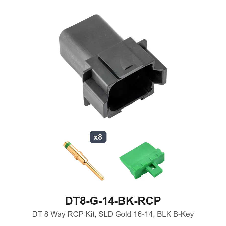 DT 6 Pin Receptacle Kit Gold 16-14 Black - DT8-G-14-BK-RCP