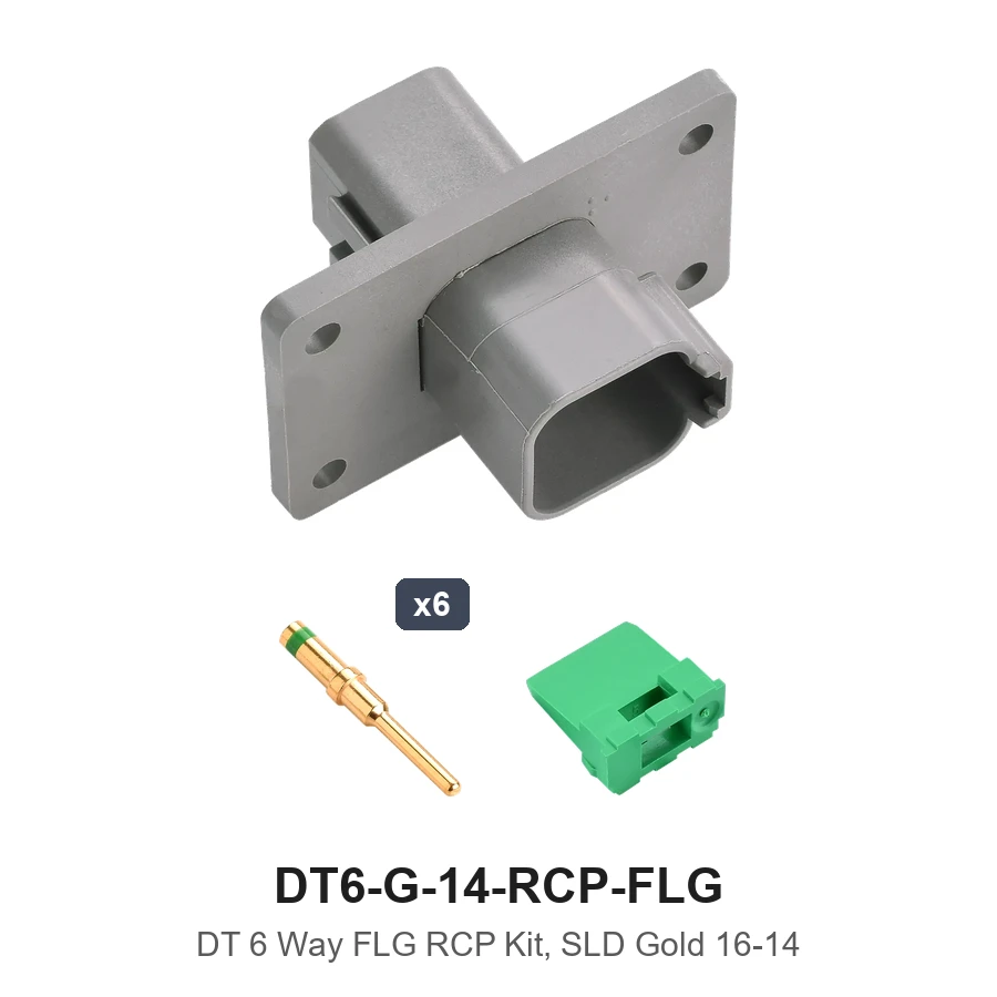 DT 6 Way Flanged Kit Solid Gold 16-14 Recep - DT6-G-14-RCP-FLG