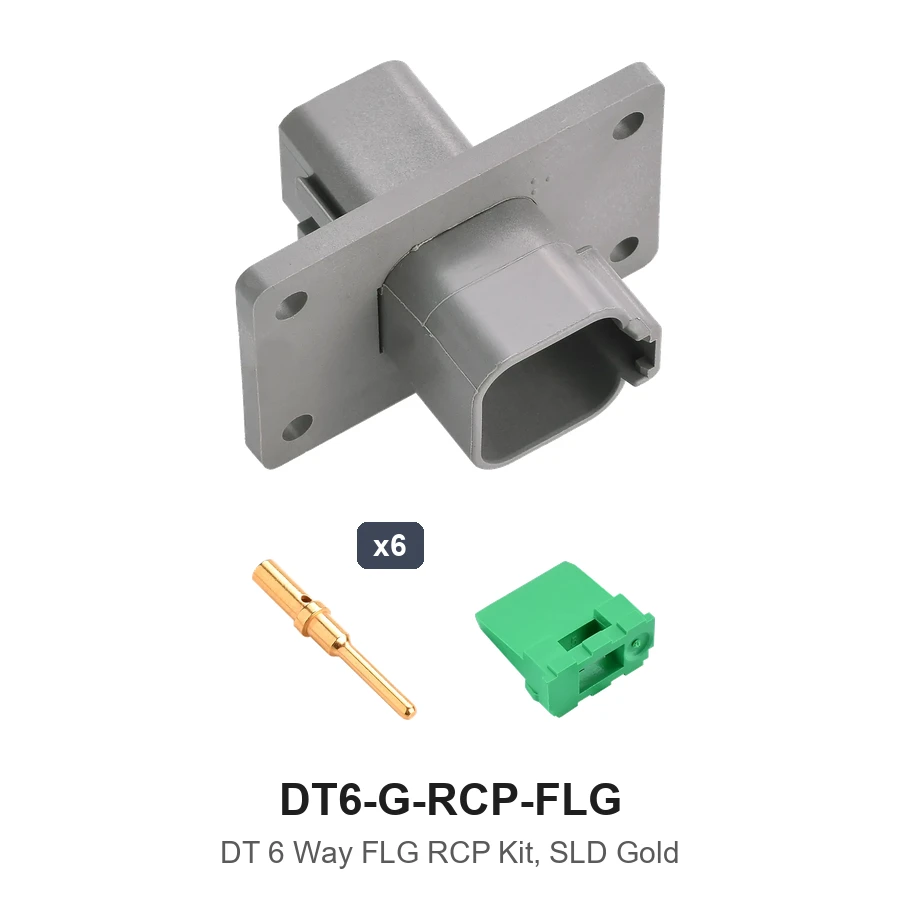 DT 6 Way Flanged Kit Solid Gold Recep - DT6-G-RCP-FLG