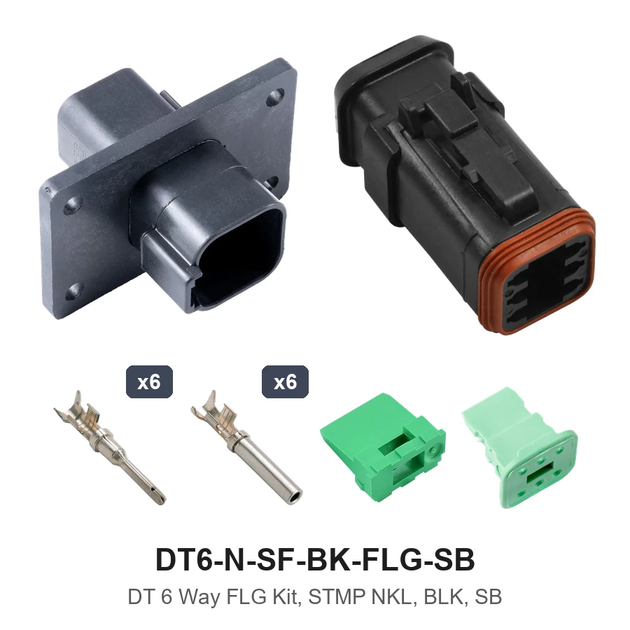 DT 6 Way FLG Kit, STMP NKL, BLK, SB - DT6-N-SF-BK-FLG-SB