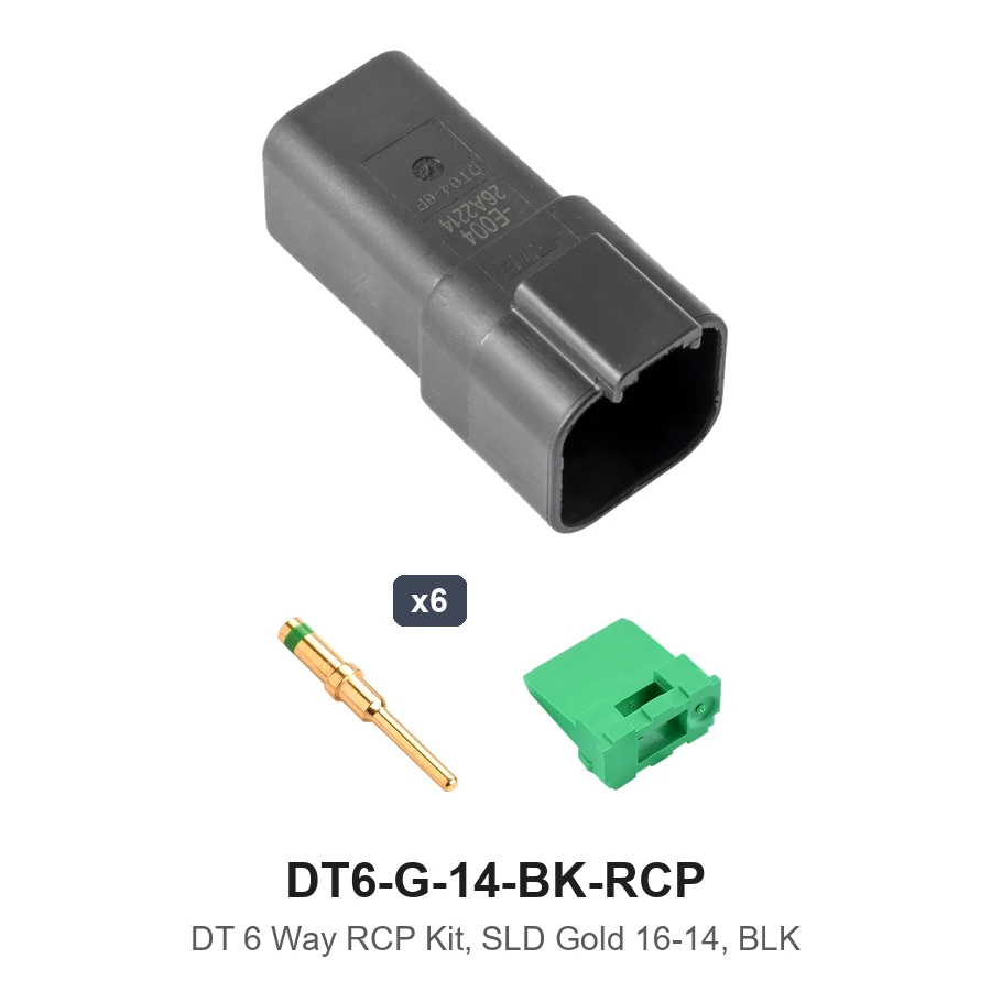 DT 6 Way Kit Solid Gold 16-14 Black Recep - DT6-G-14-BK-RCP