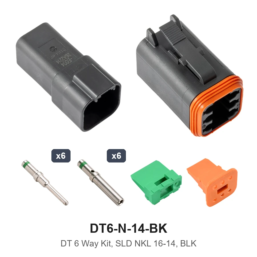 DT 6 Way Kit Solid Nickel 16-14 Black - DT6-N-14-BK