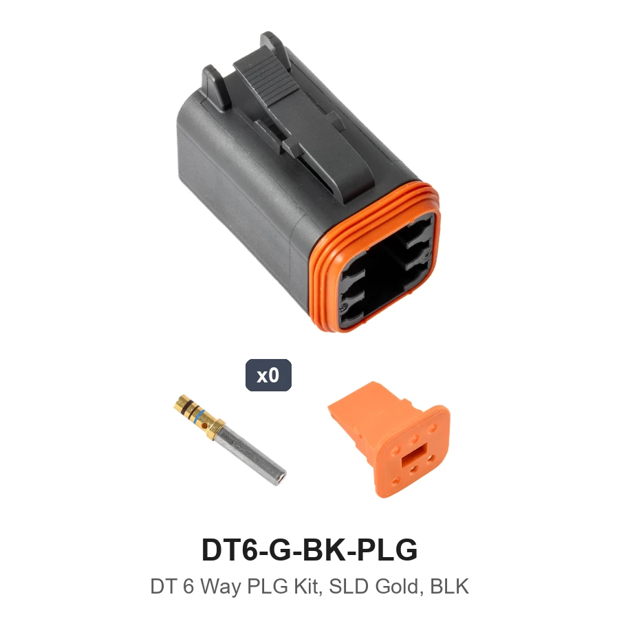 DT 6 Way Plug Kit Solid Gold Black - DT6-G-BK-PLG