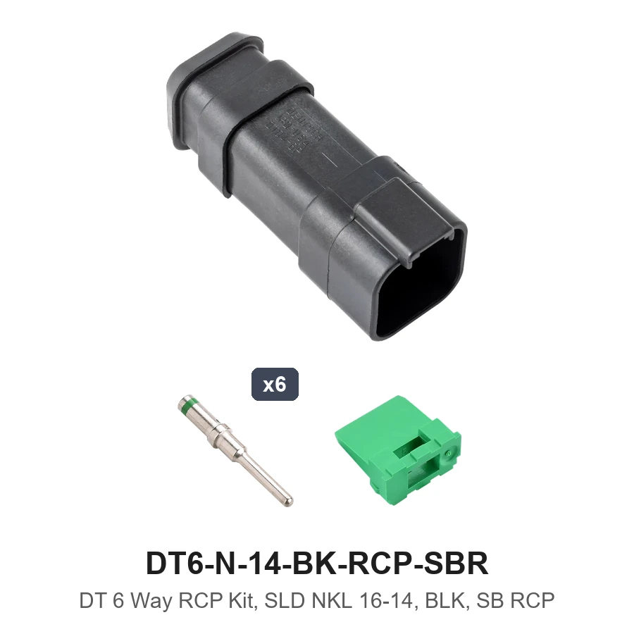 DT 6 Way RCP Kit, SLD NKL 16-14, BLK, SB RCP - DT6-N-14-BK-RCP-SBR