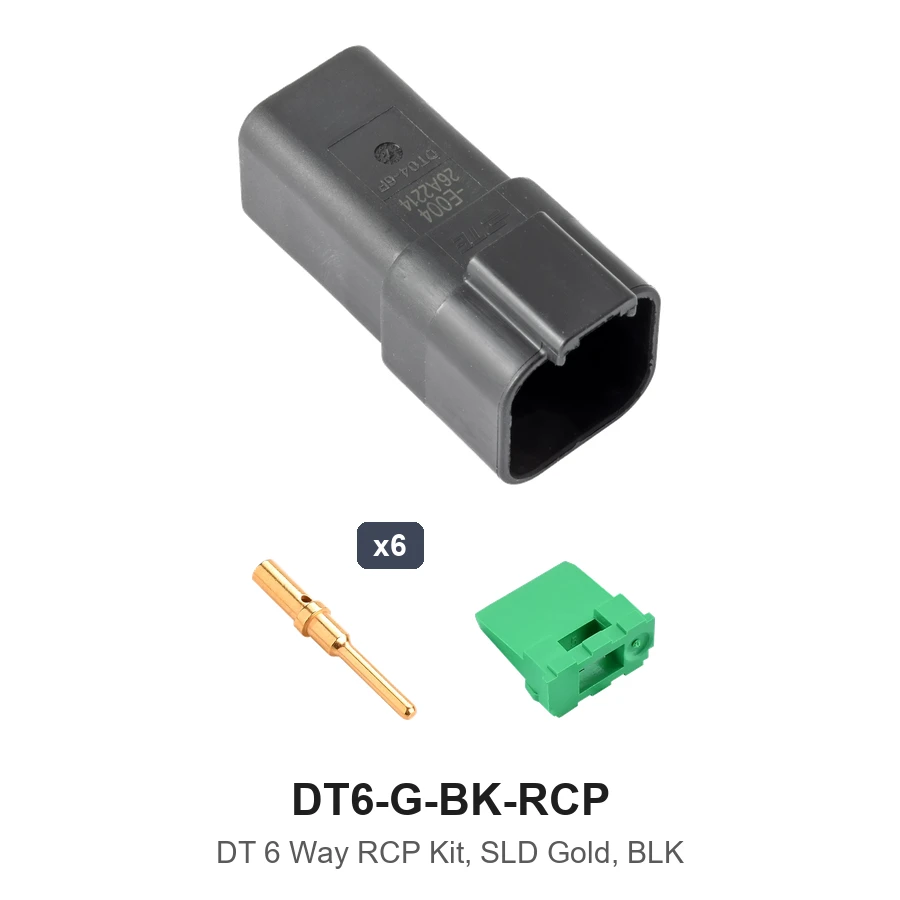 DT 6 Way Receptacle Kit Solid Gold - DT6-G-BK-RCP
