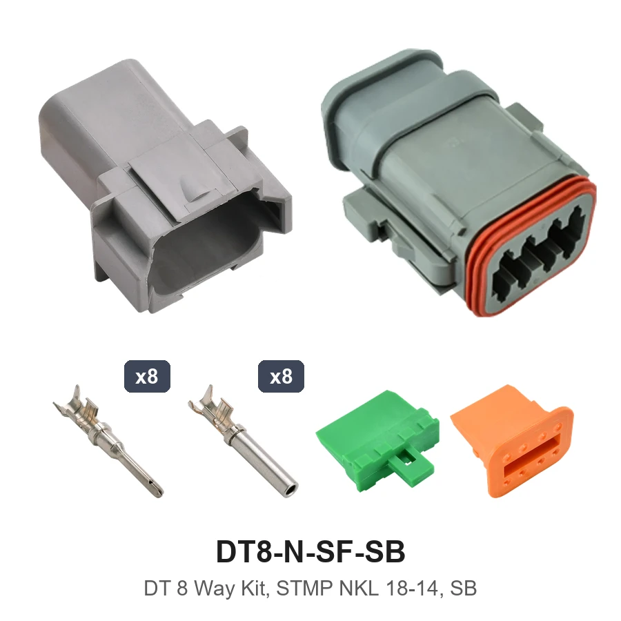 DT 8 Pin Conn Kit Stamped Nickel SB - DT8-N-SF-SB
