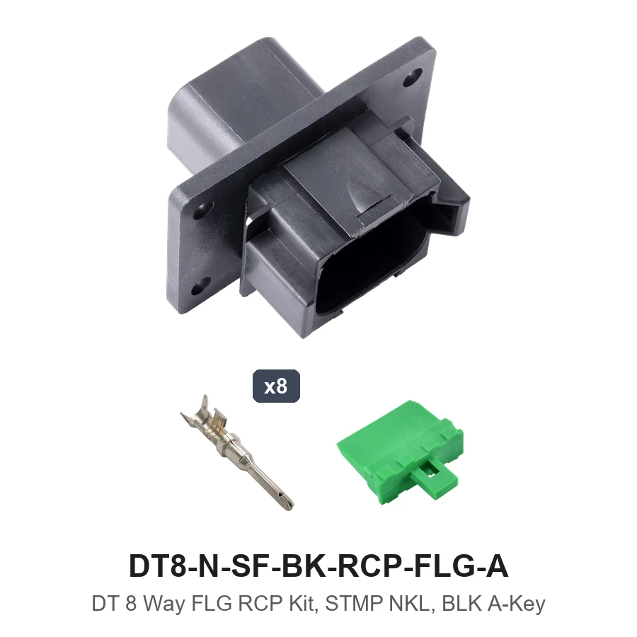 DT 8 Way FLG RCP Kit, STMP NKL, BLK A-KEY - DT8-N-SF-BK-RCP-FLG-A