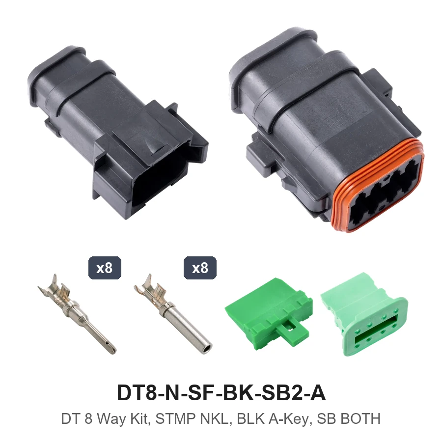 DT 8 Way Kit, STMP NKL, BLK A-KEY, SB Both - DT8-N-SF-BK-SB2-A