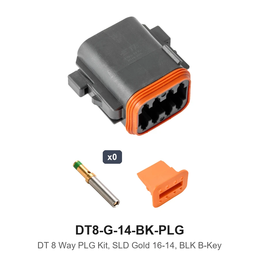 DT 8 Way Plug Connector Kit Gold 16-14 Black - DT8-G-14-BK-PLG