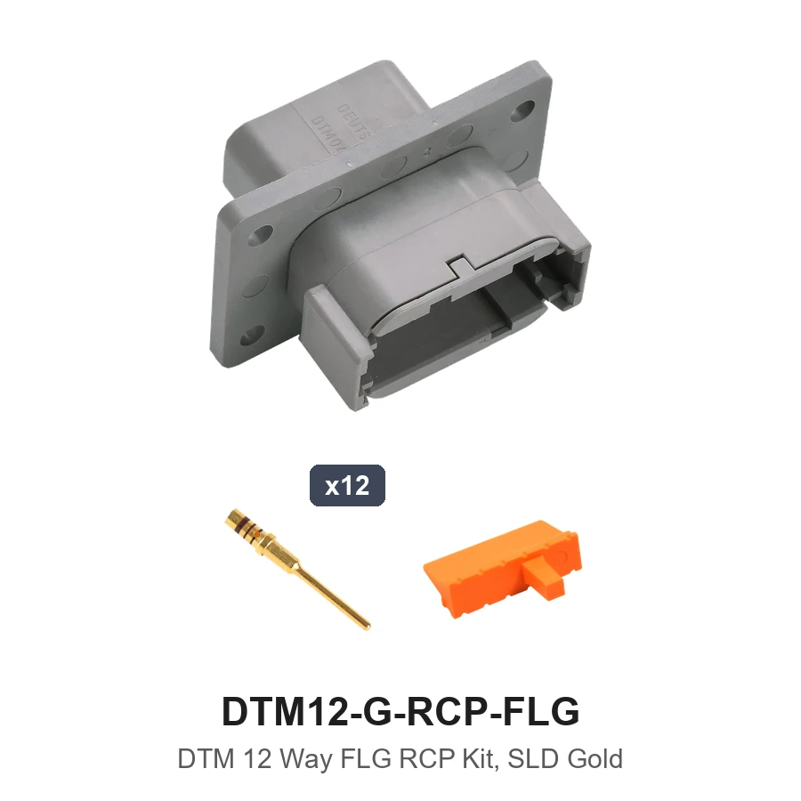 DTM 12 Way Flanged Recep Kit Gold Solid - DTM12-G-RCP-FLG