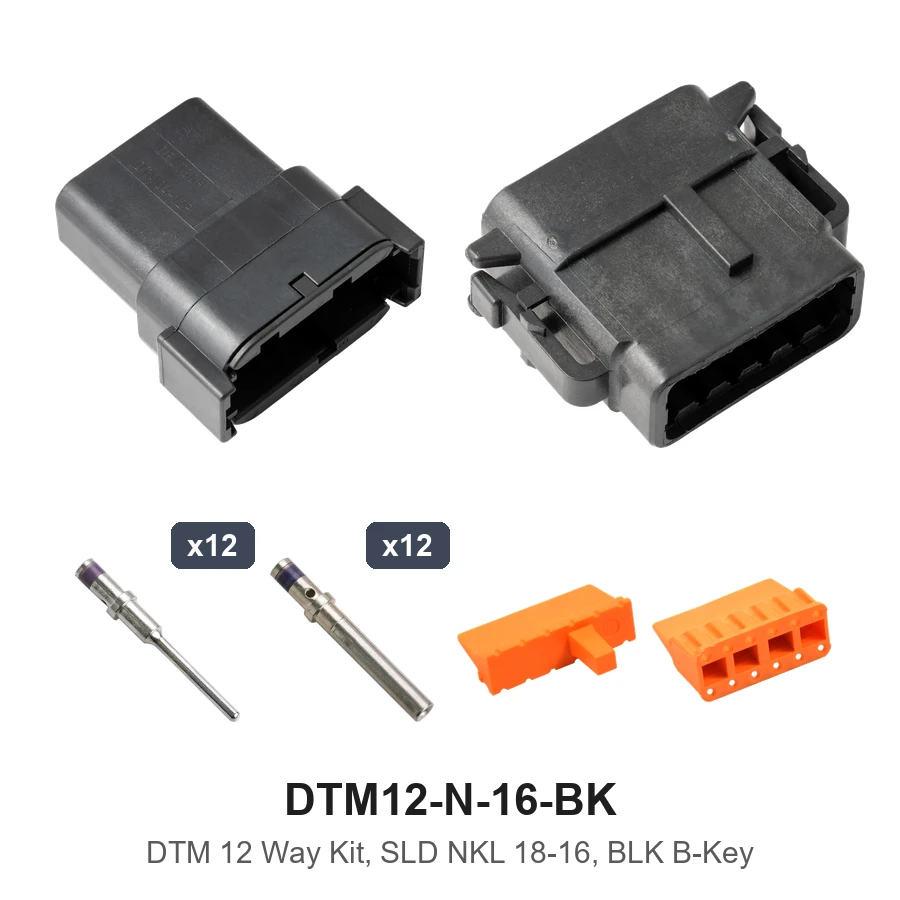 DTM 12 Way Kit Solid Black 18-16 - DTM12-N-16-BK