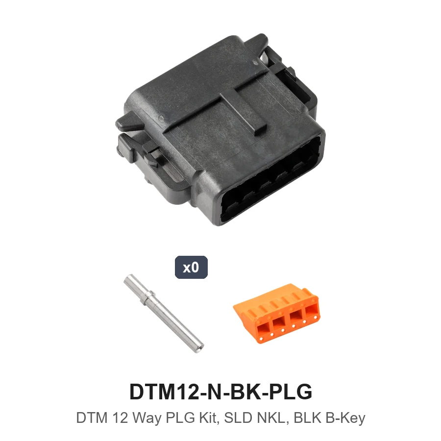 DTM 12 Way Plug Kit Nickel Solid Black - DTM12-N-BK-PLG