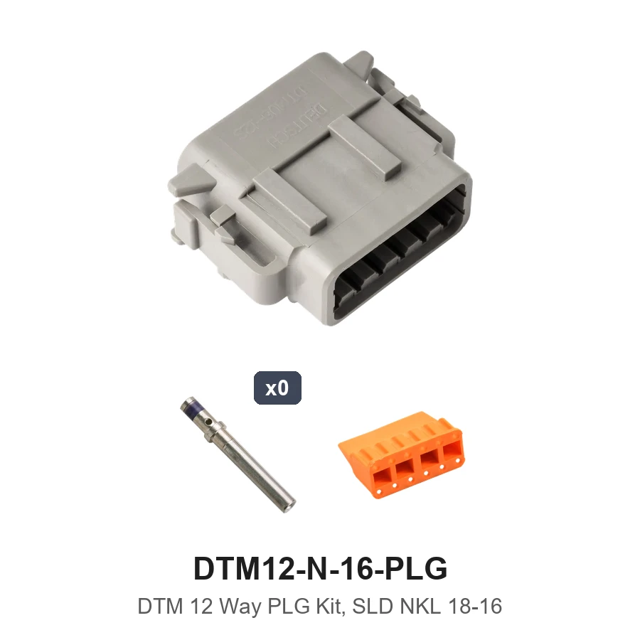 DTM 12 Way Plug Kit Solid Black 18-16 - DTM12-N-16-PLG
