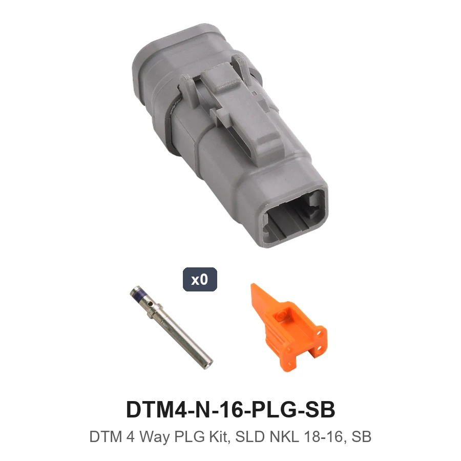 DTM 4 Way Plug Kit Nickel Solid 18-16 SB - DTM4-N-16-PLG-SB
