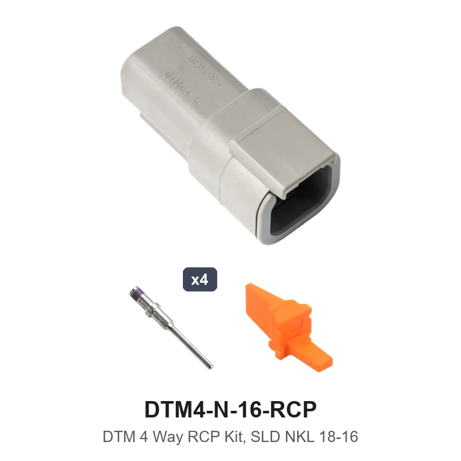 DTM 4 Way Receptacle Kit Nickel Solid 18-16 - DTM4-N-16-RCP