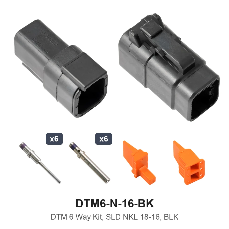 DTM 6 Way Kit Nickel Solid 18-16 Black - DTM6-N-16-BK