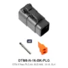 DTM 6 Way Plug Kit Nickel Solid 18-16 Black - DTM6-N-16-BK-PLG