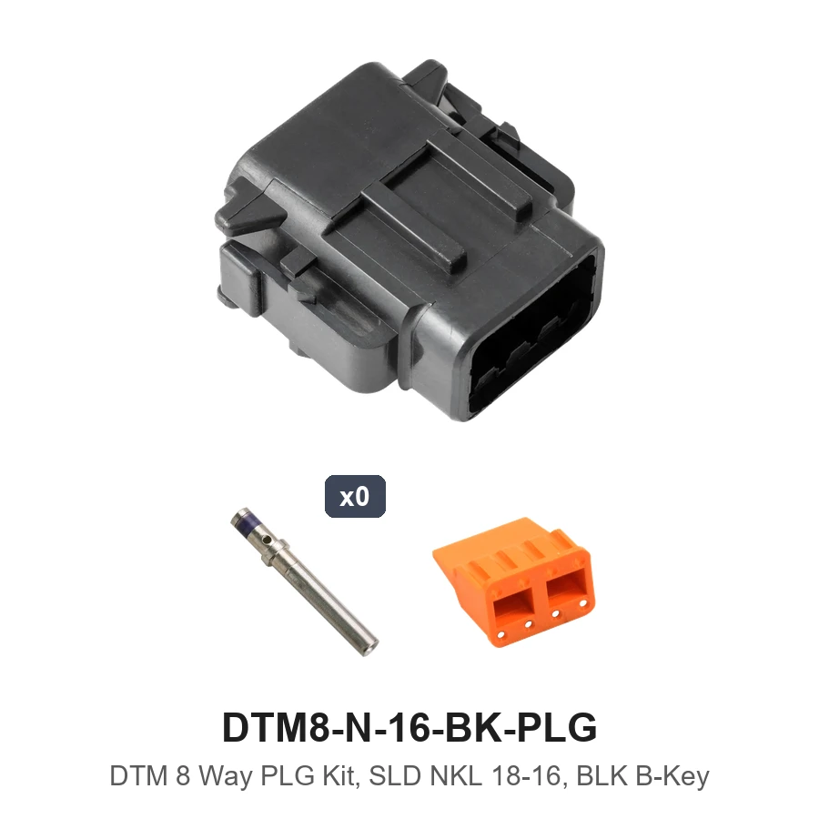 DTM 8 Way Kit Nickel Solid 18-16 Black - DTM8-N-16-BK-PLG