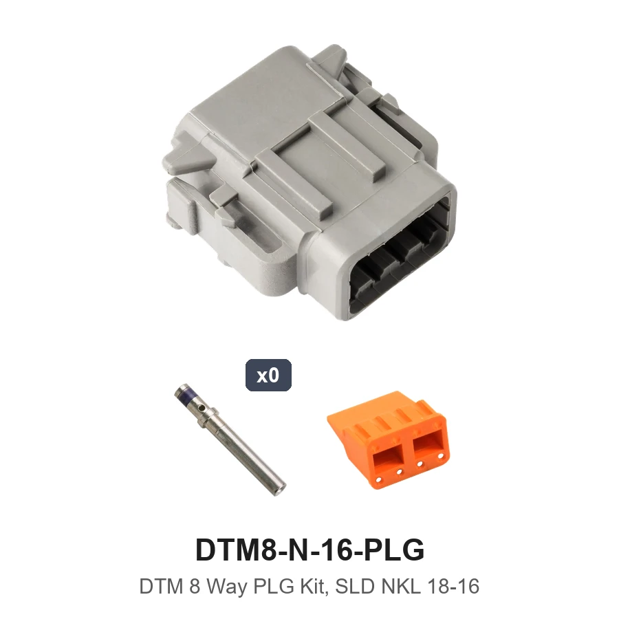 DTM 8 Way Plug Kit Nickel Solid 18-16 - DTM8-N-16-PLG