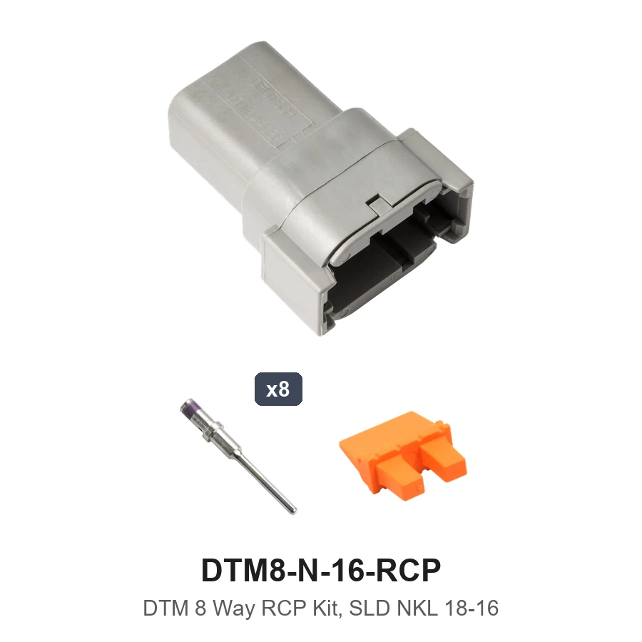 DTM 8 Way Receptacle Kit Nickel Solid 18-16 - DTM8-N-16-RCP