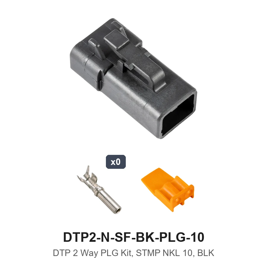 DTP 2 Way Plug Kit Nickel Stamped Black 10 GA - DTP2-N-SF-BK-PLG-10
