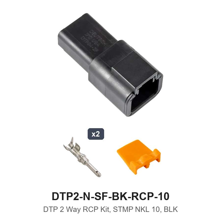 DTP 2 Way Receptacle Kit Nickel Stamped Black 10 GA - DTP2-N-SF-BK-RCP-10