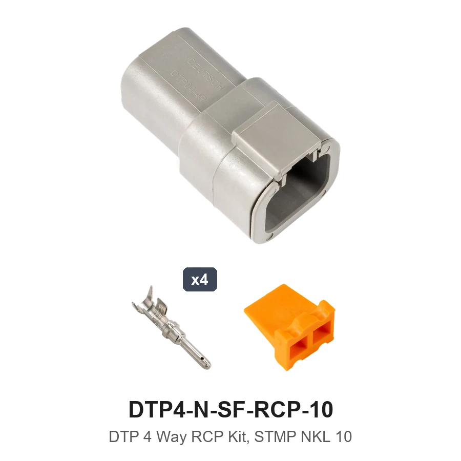 DTP 4 Pin RCP Conn Kit Stamped Nickel 10 GA - DTP4-N-SF-RCP-10