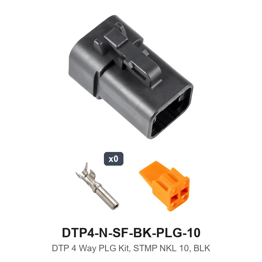 DTP 4 Way Plug Kit Nickel Stamped Black 10 GA - DTP4-N-SF-BK-PLG-10